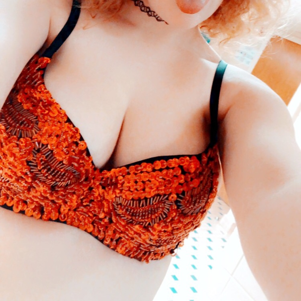 Red sequin rave bra